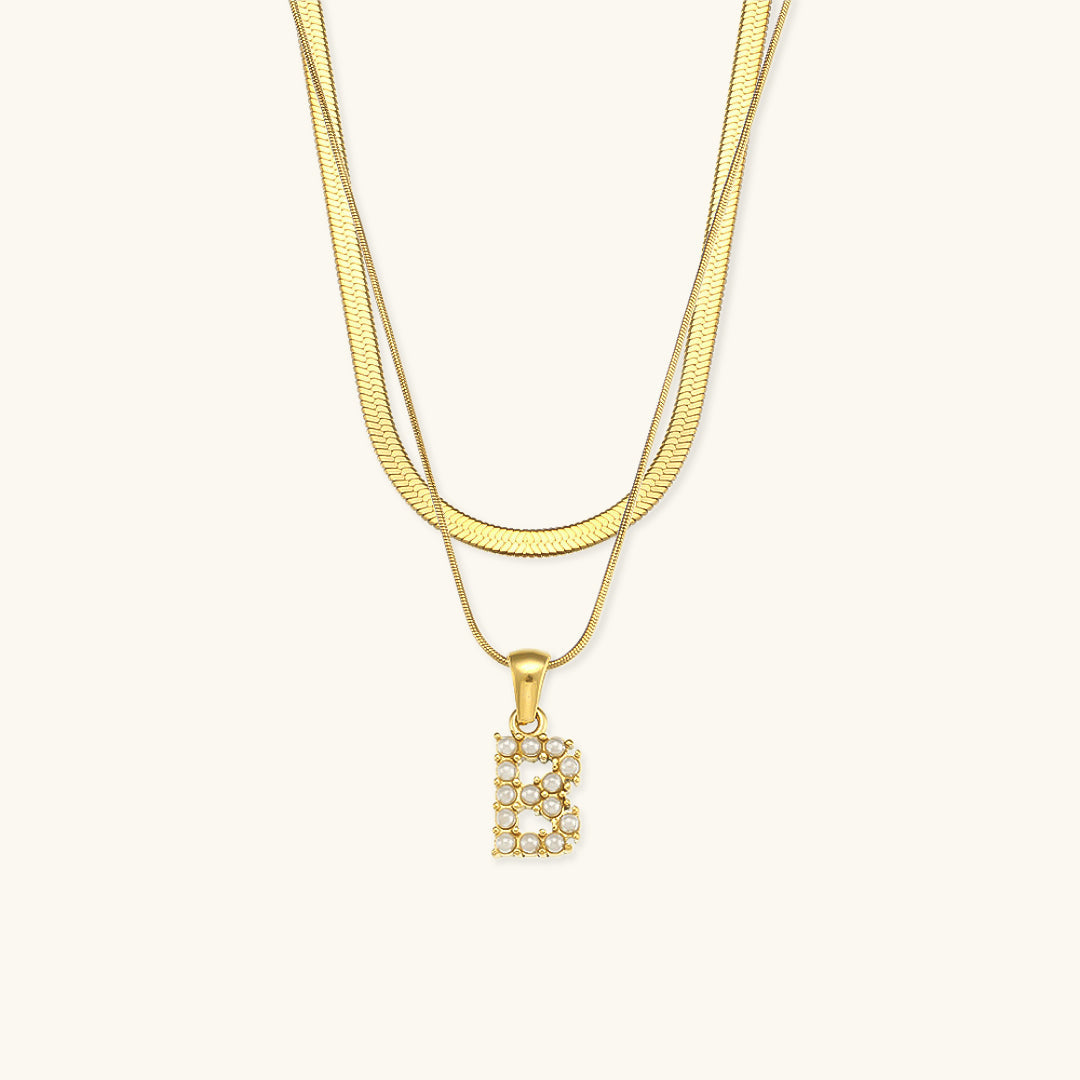 Fiona Layered Gold Initial Letter Necklace