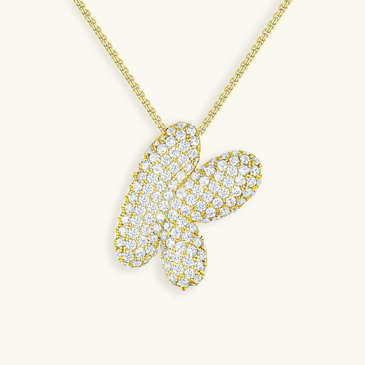 Bubble Initial Diamond Necklace