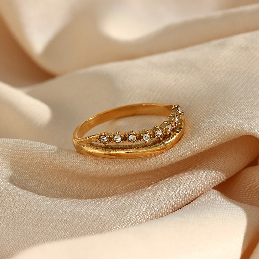 Adeline Diamond Simulant Gold Ring