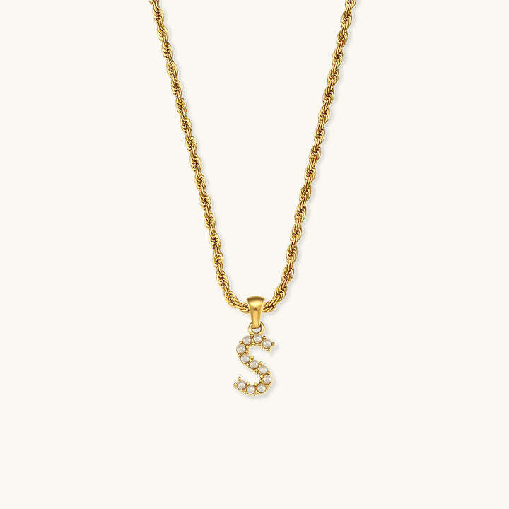 Elodie Initial Letter Pearl Necklace