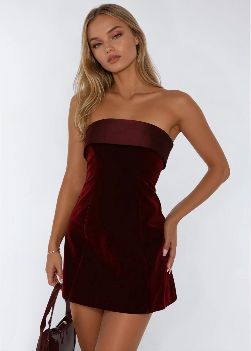 Stella Strapless Velvet Mini Dress