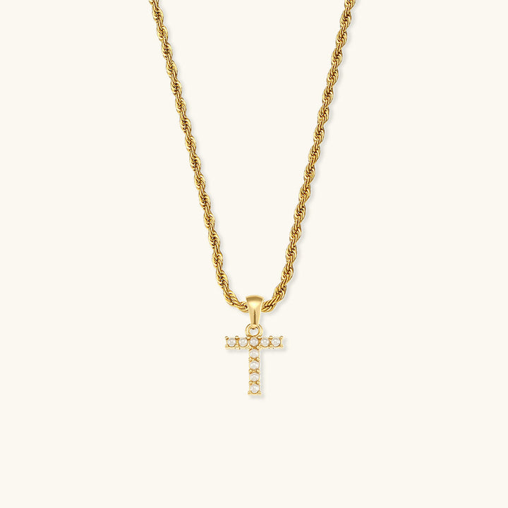 Elodie Initial Letter Pearl Necklace