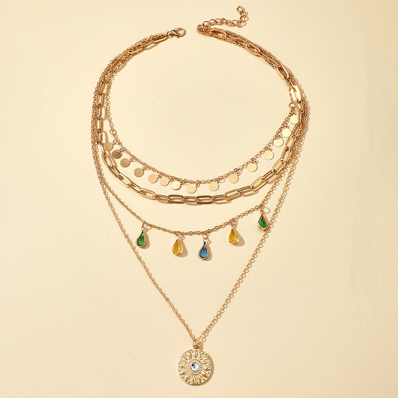 FOR HER | MULTI-LAYERED NECKLACE WITH CRYSTALS